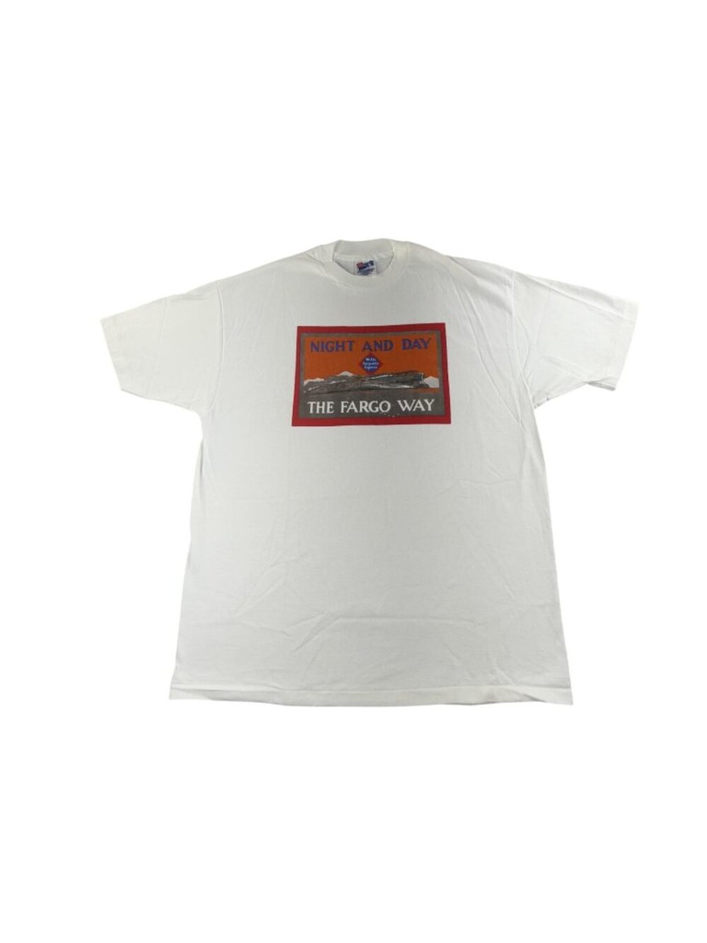 Vintage Wells Fargo Shirt Men XL White Train Banking Tee Hanes Single Stitch 90s